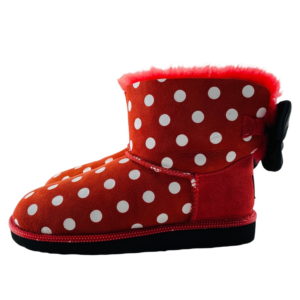 NEW UGG X Disney Minnie Sweetie Bow Polka Dot Shearling Sheepskin Boot Size 7 - Picture 6 of 16